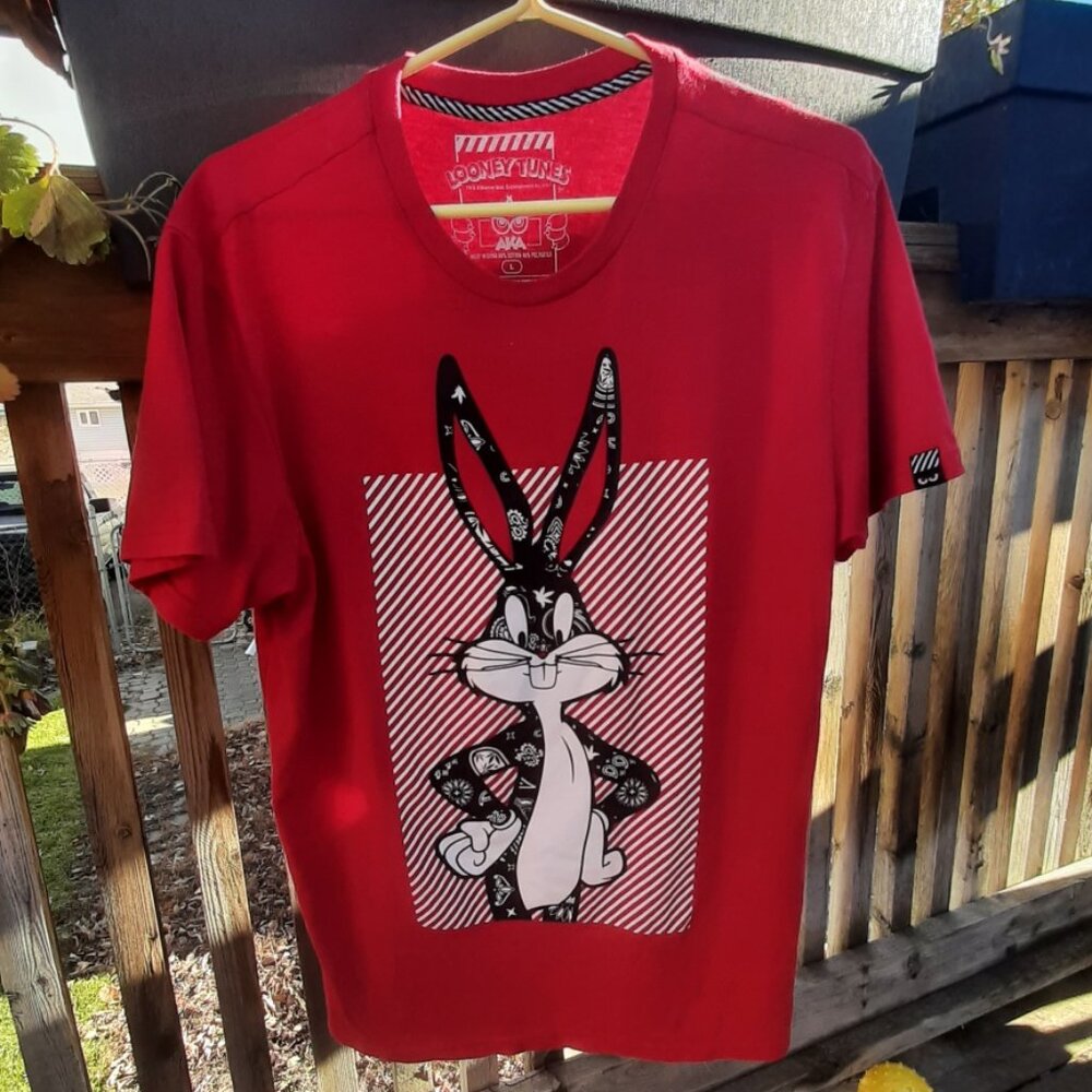 Bugs Bunny Women's Large Red T-Shirt Patriotic Looney Tunes